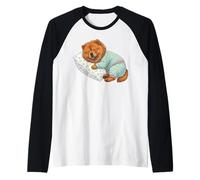 Carino Chow Chow Cane Che Dorme in Pigiama Bedtime Art Maglia con Maniche Raglan