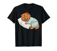 Carino Chow Chow Cane Che Dorme in Pigiama Bedtime Art Maglietta