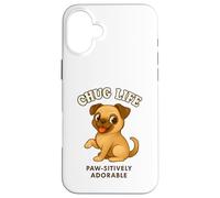 Carino Chug Breed Dog Puppy Chihuahua Pug Hybrid Cross Custodia per iPhone 16 Plus