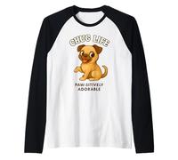 Carino Chug Breed Dog Puppy Chihuahua Pug Hybrid Cross Maglia con Maniche Raglan