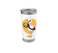 Carino Cicogna Mangiare Hamburger Divertente Kawaii Animale Amante del Cib Bicchiere termico in acciaio inox doppia parete