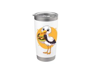 Carino Cicogna Mangiare Hamburger Divertente Kawaii Animale Amante del Cib Bicchiere termico in acciaio inox doppia parete