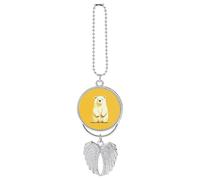 Carino ciondolo a forma di orso polare cartone animato specchio retrovisore appeso decorazione automatica per specchietto retrovisore portachiavi stile argento