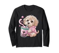 Carino Cockapoo Puppy Bubble Tea Amante Kawaii Maglia a Manica