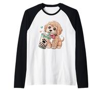 Carino Cockapoo Puppy Love Bubble Tea Kawaii Maglia con Maniche Raglan
