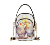 Carino Cockatiels Uccelli San Valentino Donna Borsa a Tracolla Trapuntata Cellulare Borsa a Catena Tracolla Carino Crossbody Frizione Cerniera Tote