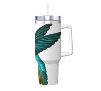 Carino colibrì stampa 1,18 once Ice Bully con manico cannuccia tazza isolata sottovuoto - Thermos per bevande calde e fredde