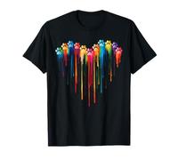 Carino colorato cane zampa cuore colorato cane zampa cuore stampa Maglietta