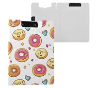 Carino colorato Cartoon Donuts pieghevole Appunti con archiviazione Doppia clip in metallo portapenne Clip Board con copertina Appunti Folio Binder Accessori di cancelleria