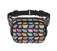 Carino Colorful Sheep Cartoon Pattern Stampa Piazza Doppio Strato Marsupio Uomini Donne Viaggi Sport Campeggio Casual Quotidiano