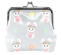 Carino Coniglietti Corone Floreali Conigli Portamonete In Pelle & Sacchetti Carino Fibbia Bacio Blocco Moneta Carta Cambiamento Portafoglio