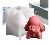 Carino coniglietto candela stampo coniglietto coniglietto silicone stampo coniglietto pasquale resina epossidica stampo f-bunny che tiene fiore candela silicone stampo pasqua resina stampo argilla