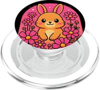 Carino coniglietto circondato da fiori rosa adorabile primavera arte PopSockets PopGrip per MagSafe
