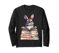 Carino Coniglietto di Lettura con Occhiali Libri Bookworm Reader Libro Maglia a Manica