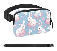 Carino coniglietto pasquale 1798 marsupio a tracolla per uomini e donne, marsupio per viaggi, casual, passeggiate, corsa, escursionismo, ciclismo, multicolore, 4 x 23 x 15 cm, Multicolore,