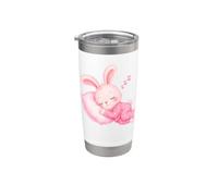 Carino Coniglietto Rosa In Pigiama Che Dorme Dolci Sogni Bambini Bicchiere termico in acciaio inox doppia parete