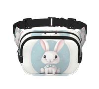 Carino Coniglio Bianco Stampa Stampa Marsupio Quadrato Allenamento Escursionismo Corsa Viaggi Palestra Bella Cerniera