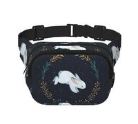 Carino coniglio bianco unisex regolabile in vita quadrato doppio strato marsupio per attività all'aperto viaggi corsa escursionismo, Nero , Taglia unica