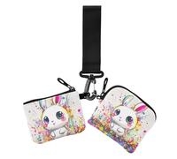 Carino Coniglio Casi di Carte Delle Donne Porta Cambio Titolare Grande Capacità Portachiavi Portafoglio Cambiare Borsa con Tasca Con Cerniera per Signora 2, Simpatico coniglio., 1 size, Casual