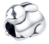 Carino Coniglio Coniglia Charms, Fit Pandora Bracciale di Pasqua, Antico Argento 925 Sterling Lepre Charm Perline, il mio primo Regalo Festa della Mamma per Mamma/Sorella/Figlia/Figlio