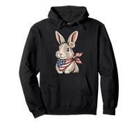 Carino Coniglio Patriottico Bandiera Americana Coniglio Felpa con Cappuccio