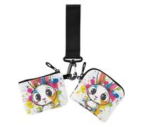 Carino Coniglio Pittura Artistica Portafogli da Donna Custodie per Carte Mini Moda Portamonete Portamonete Porta Cambiamento con Cerniera Tasca per Monete per Signora, carino coniglio arte pittura, 1