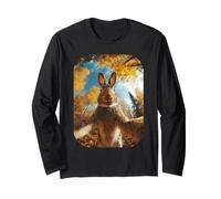 Carino Coniglio Selfie Foglie Autunno Selfie Estetica Animale Maglia a Manica