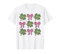 Carino Coquette Bow Shamrock Clover St Patricks Day Ragazze Bambini Maglietta