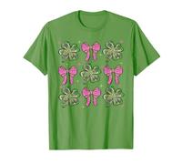 Carino Coquette Bow Shamrock Clover St Patricks Day Ragazze Bambini Maglietta