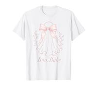 Carino Coquette Fantasma Boo Babe Rosa Femminile Bow Ghostcore Maglietta