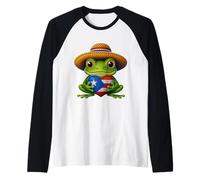 Carino Coquí Puerto Rico Bandiera Rana Puerto Rico Orgoglio Tropicale Maglia con Maniche Raglan