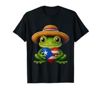 Carino Coquí Puerto Rico Bandiera Rana Puerto Rico Orgoglio Tropicale Maglietta