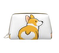 Carino Corgi Butt chiusura a cerniera borsa cosmetica portatile impermeabile in pelle per casa viaggi per organizzare articoli da toeletta vari, bianco, Taglia unica