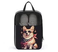 Carino Corgi che indossa occhiali da sole borsa per scarpe da viaggio uso quotidiano anti-polvere Portascarpe da golf