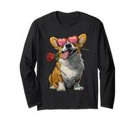 Carino Corgi con Cuore Occhiali Rosa San Valentino Cane Maglia a Manica