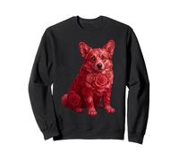 Carino Corgi con Rose Rosse Floreale Cane San Valentino Felpa