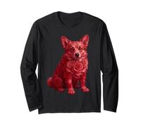 Carino Corgi con Rose Rosse Floreale Cane San Valentino Maglia a Manica