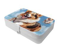 Carino corgi Dog-204 - Portagioie da viaggio per anelli, orecchini, collane. Ottimo regalo per donne che amano viaggiare, grande custodia organizer - 1 confezione