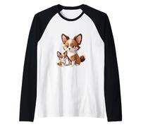 Carino Corgi Dog e Puppy Animal Friends Maglia con Maniche Raglan