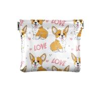 Carino Corgi Dog Love Pattern Squeeze Coin Purse Pouch Change Holder PU Leather Mini Portafoglio portamonete per donne ragazze uomini