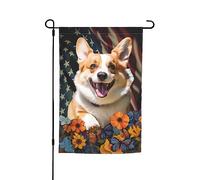 Carino Corgi Dog Lovely Dogs Bandiera degli Stati Uniti d'America Bandiera da giardino vibrante a doppia faccia 12 X 18 pollici