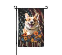 Carino Corgi Dog Lovely Dogs Bandiera degli Stati Uniti d'America Bandiera da giardino vibrante bifacciale 12 X 18 pollici