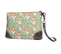 Carino Corgi Dog Print Wristlet Pochette per le donne, portafogli e borse in pelle