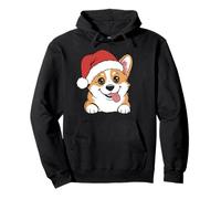 Carino Corgi Gallese, Corgi di Natale Che Indossa Cappello di Babbo Natale Felpa con Cappuccio