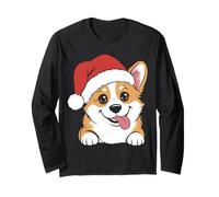 Carino Corgi Gallese, Corgi di Natale Che Indossa Cappello di Babbo Natale Maglia a Manica