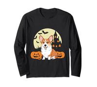 Carino Corgi Halloween Zucca Luna Haunted Castle Maglia a Manica