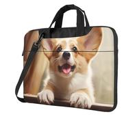 Carino Corgi Laptop Tote Bag per Uomini Donne Laptop Sleeve Shoulder Briefcase Messenger Computer Bag, Nero, 13 inch
