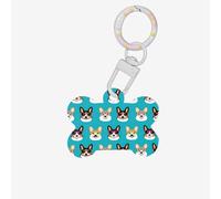 Carino Corgi Occhiali e Baffi Stampa Carino Acrilico Cani Tag Doppio Lato Osso Shap Id Tag con Portachiavi per Pet Crafts Decorazioni