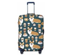 Carino Corgi Pet e latte tè bagagli copertura elastica valigia Protector antigraffio viaggio valigia Protector copertura adatta 45-81 pollici bagagli, Nero , S