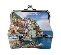 Carino Corgi Portamonete Stampato Per Le Donne Del Raccoglitore Della Borsa Del Raccoglitore Dell'unità di elaborazione Del Sacchetto, Cinque Terre Paesaggio, Taglia unica, Vintage